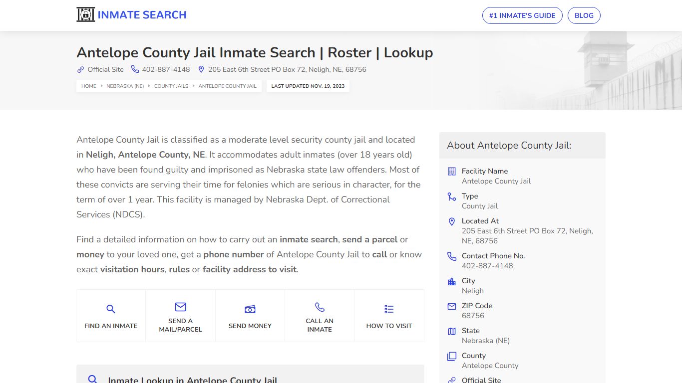 Antelope County Jail Inmate Search | Roster | Lookup