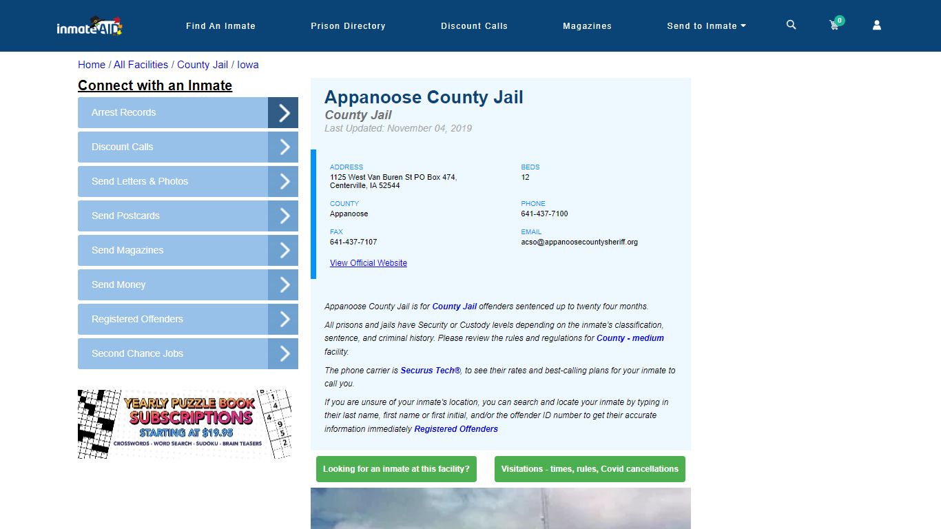 Appanoose County Jail - Inmate Locator - Centerville, IA