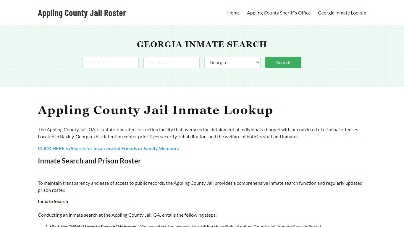 Appling County Jail Roster Lookup, GA, Inmate Search