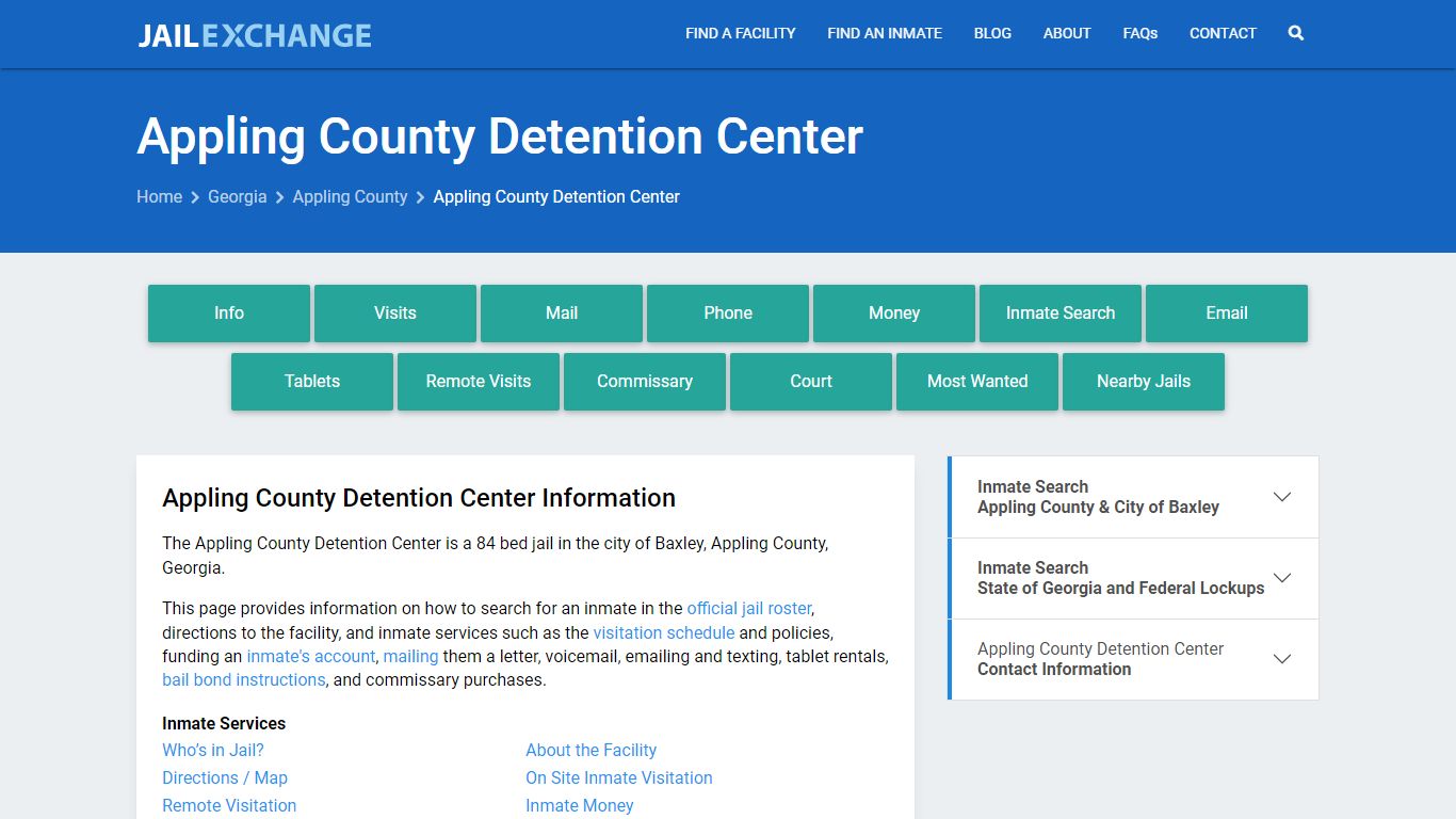 Appling County Detention Center, GA Inmate Search, Information