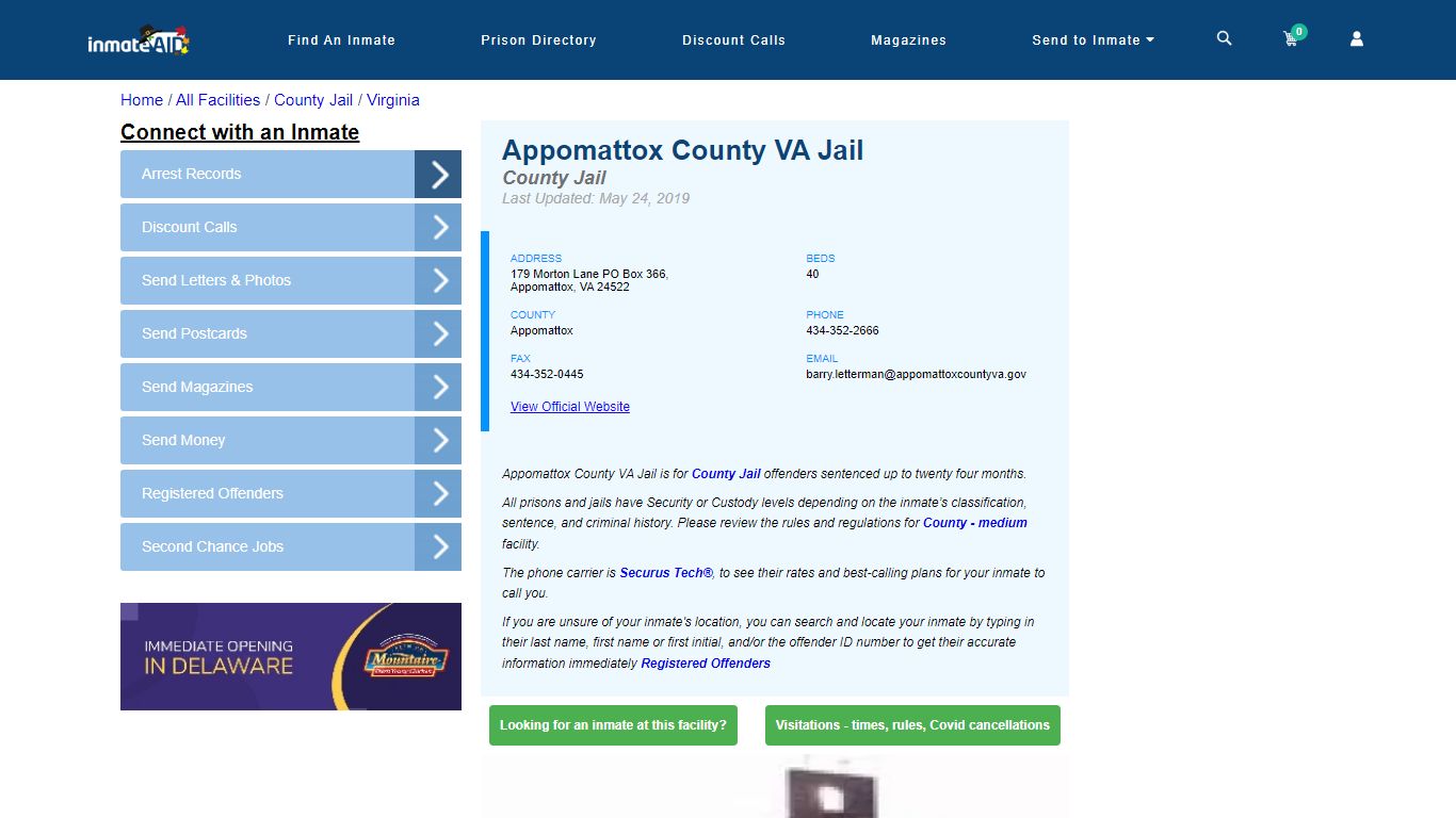Appomattox County VA Jail - Inmate Locator - Appomattox, VA