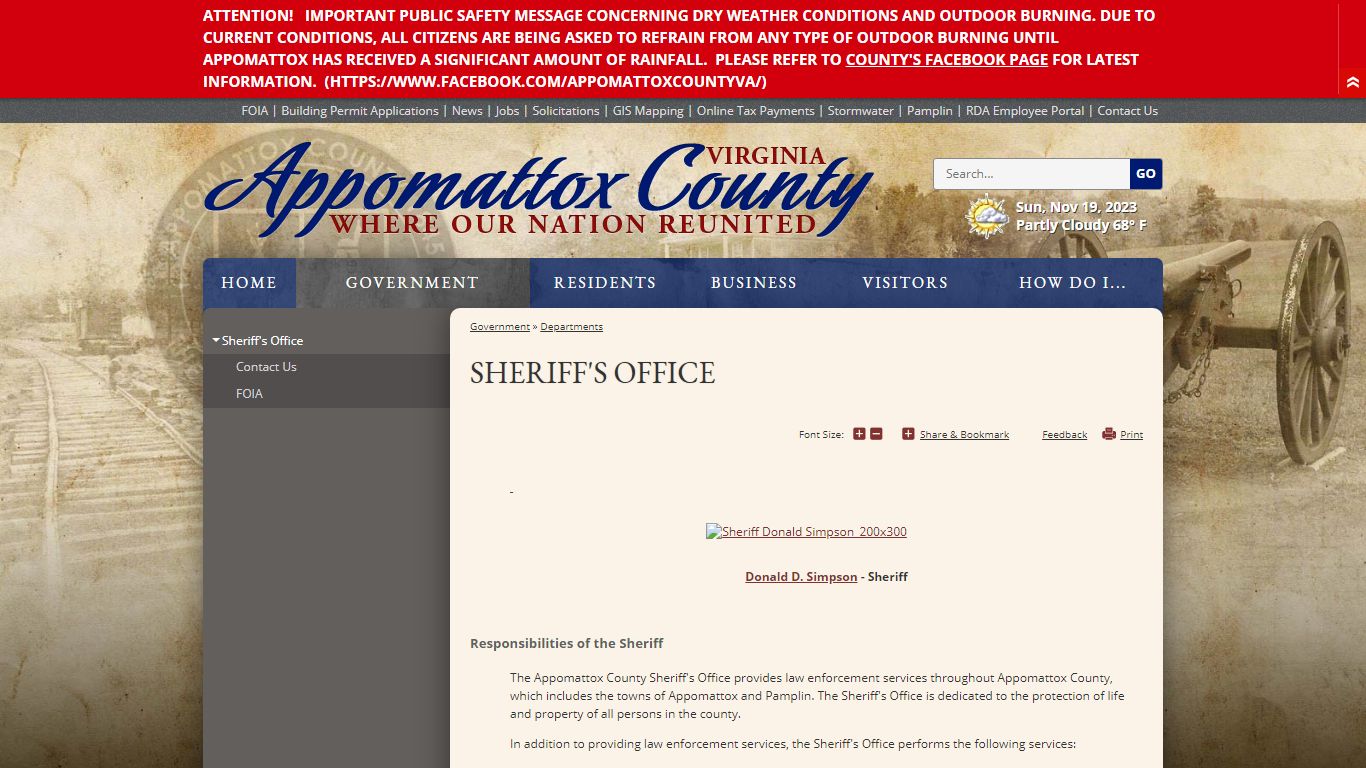 Sheriff's Office | Appomattox County, VA