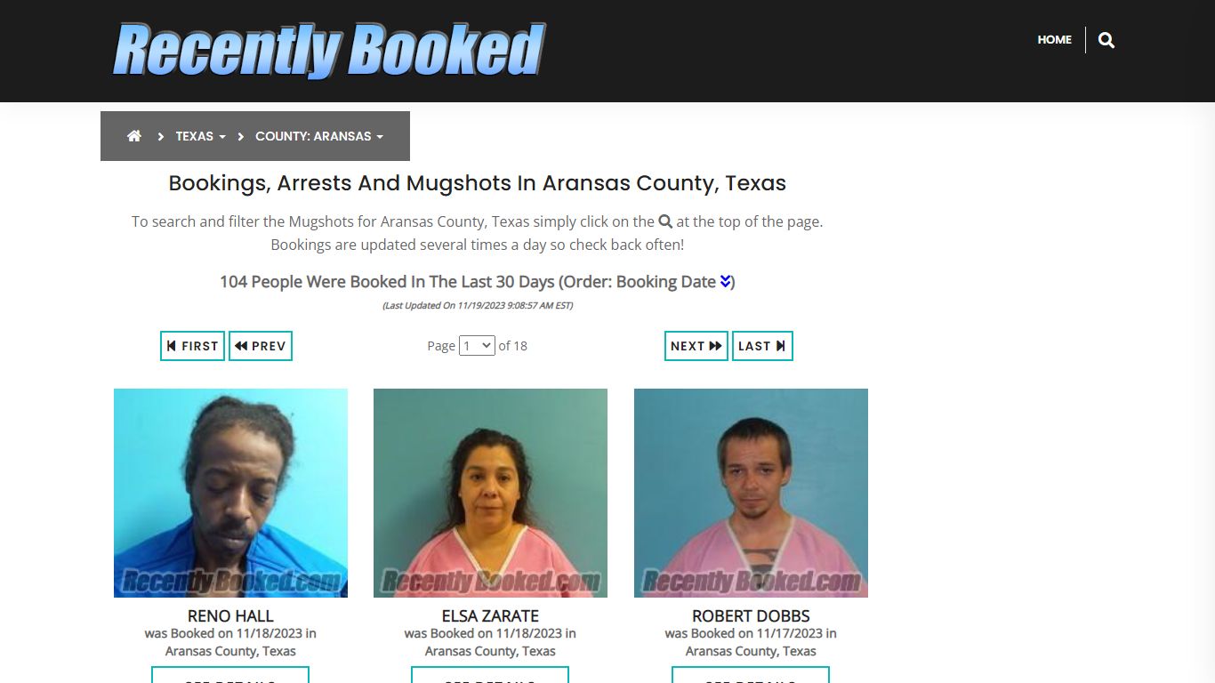 Recent bookings, Arrests, Mugshots in Aransas County, Texas