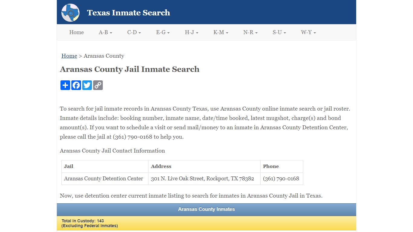 Aransas County Jail Inmate Search