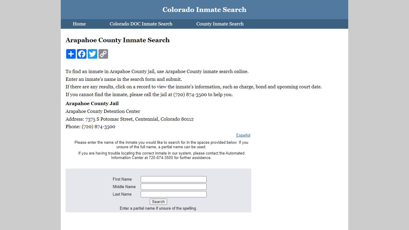 Arapahoe County Inmate Search