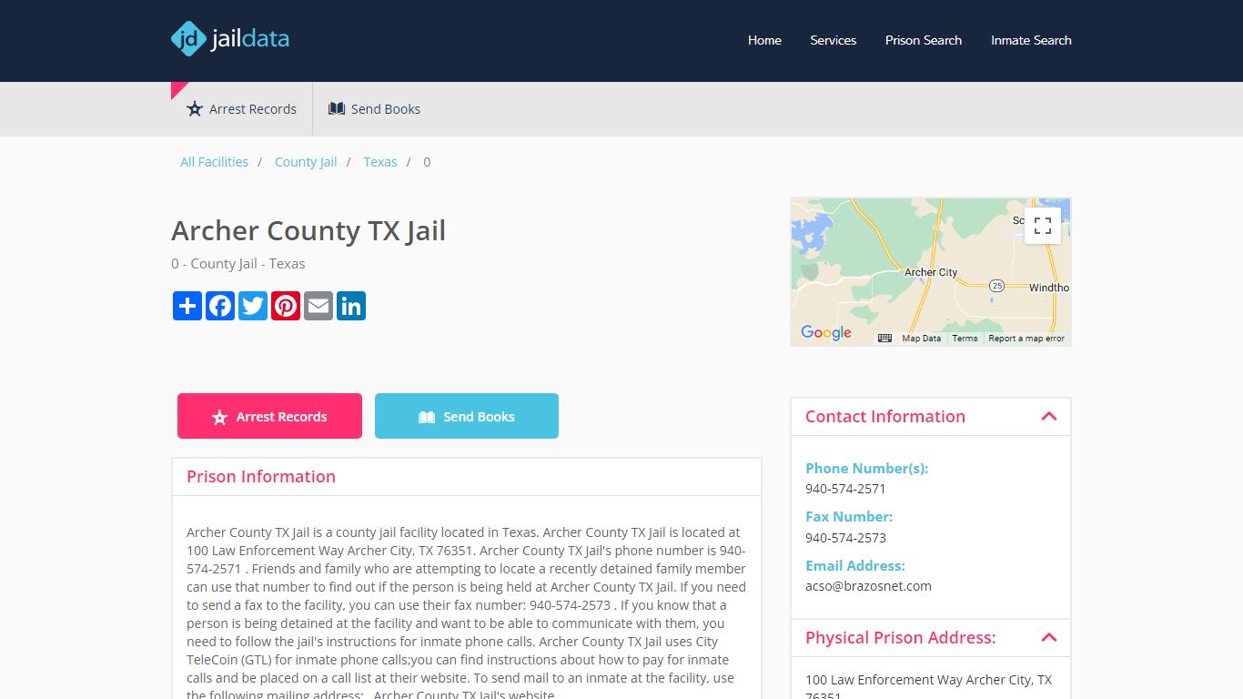 Archer County TX Jail Inmate Search and Prisoner Info - Texas, TX
