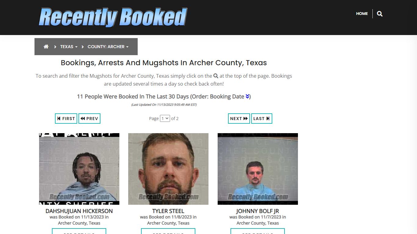 Recent bookings, Arrests, Mugshots in Archer County, Texas