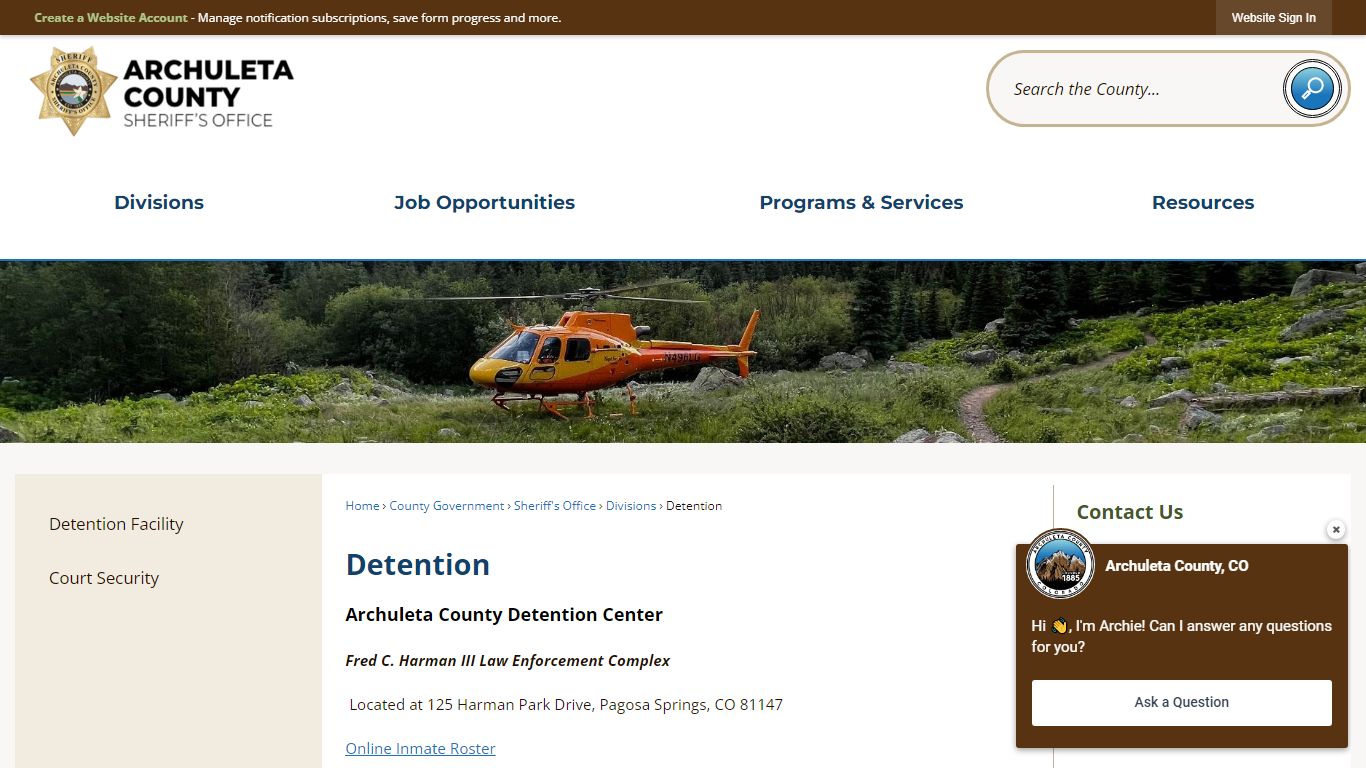 Detention | Archuleta County, CO - Official Website