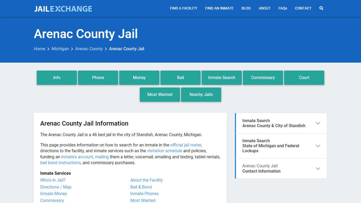 Arenac County Jail, MI Inmate Search, Information
