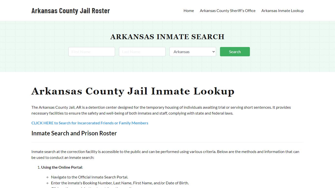 Arkansas County Jail Roster Lookup, AR, Inmate Search