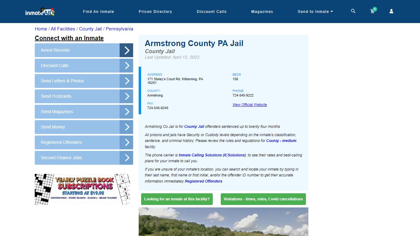 Armstrong County PA Jail - Inmate Locator - Kittanning, PA