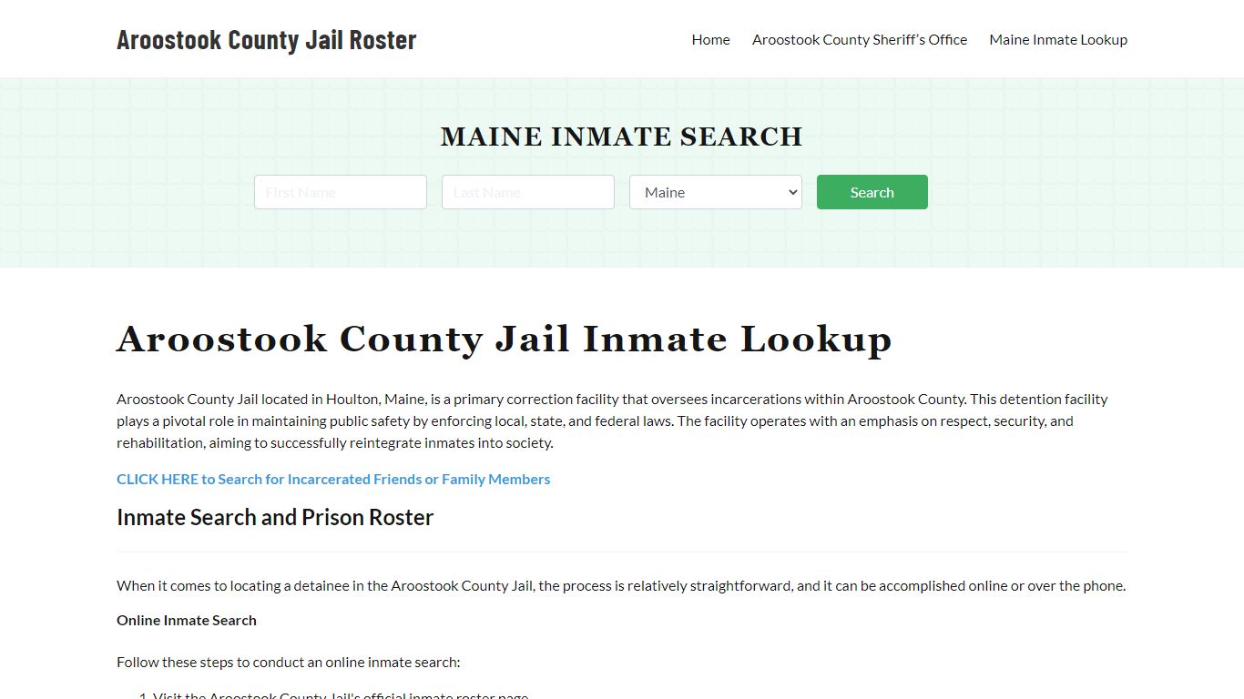Aroostook County Jail Roster Lookup, ME, Inmate Search