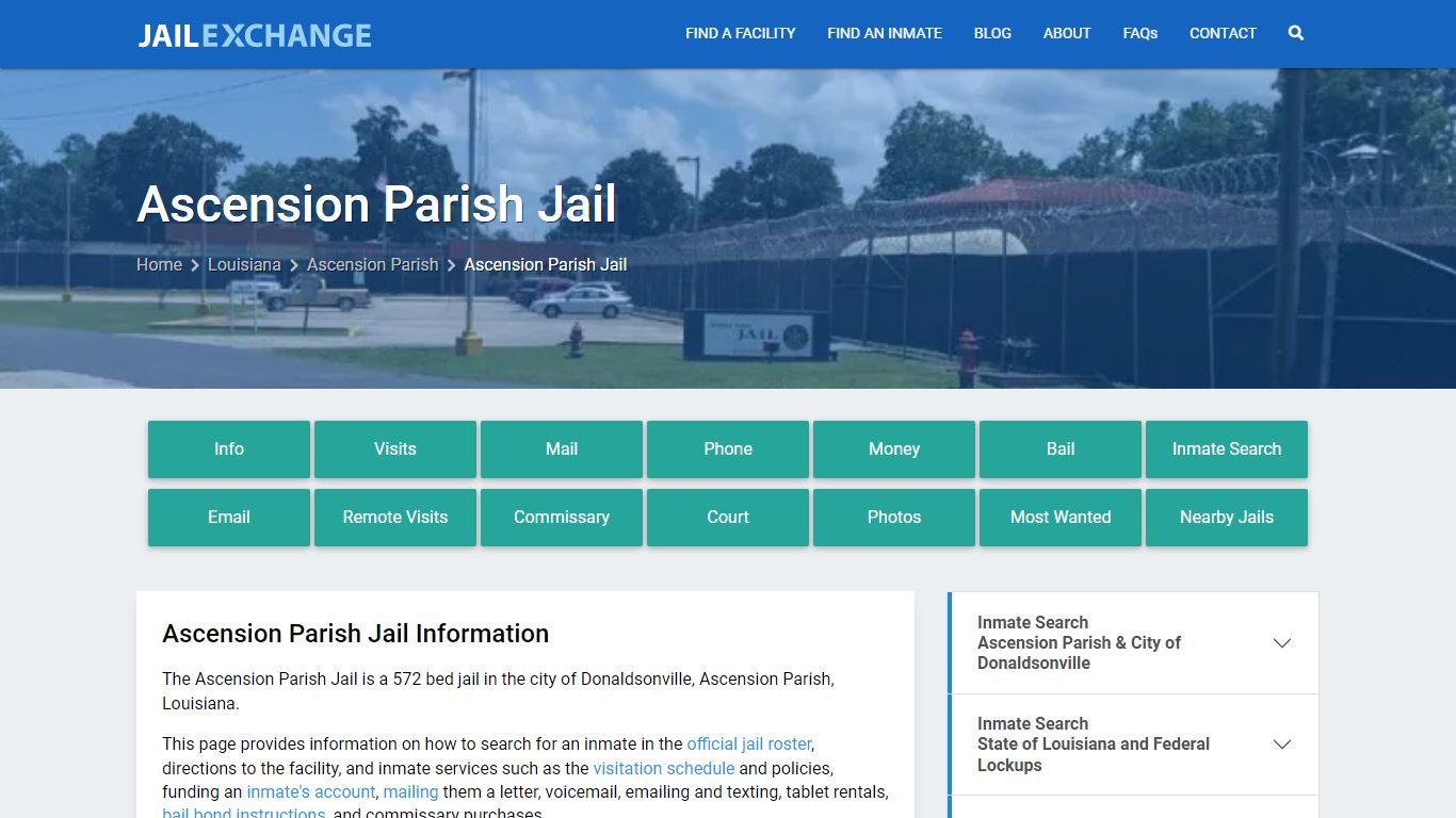 Ascension Parish Jail, LA Inmate Search, Information