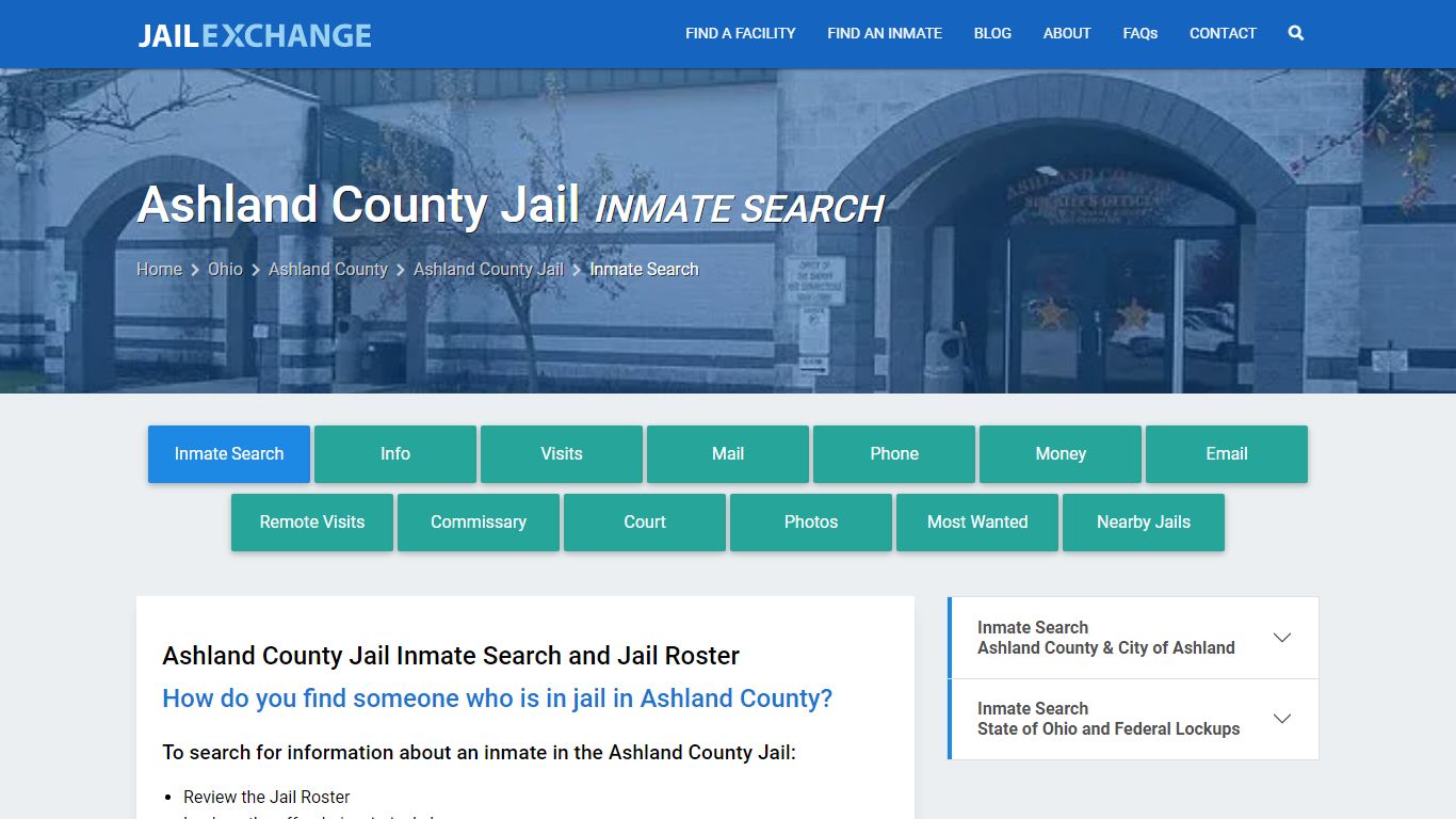 Ashland County Jail Inmate Search - Jail Exchange