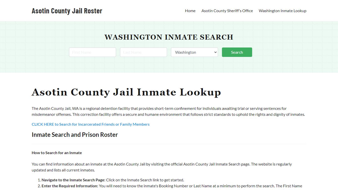 Asotin County Jail Roster Lookup, WA, Inmate Search