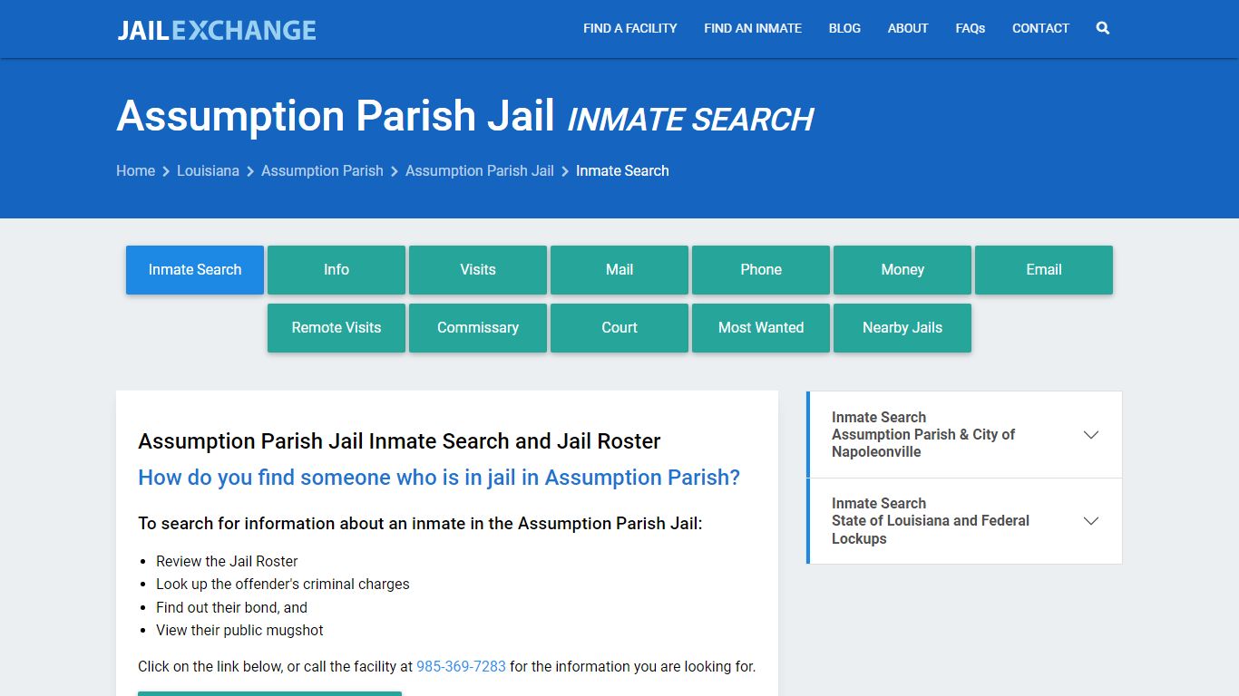 Inmate Search: Roster & Mugshots - Assumption Parish Jail, LA