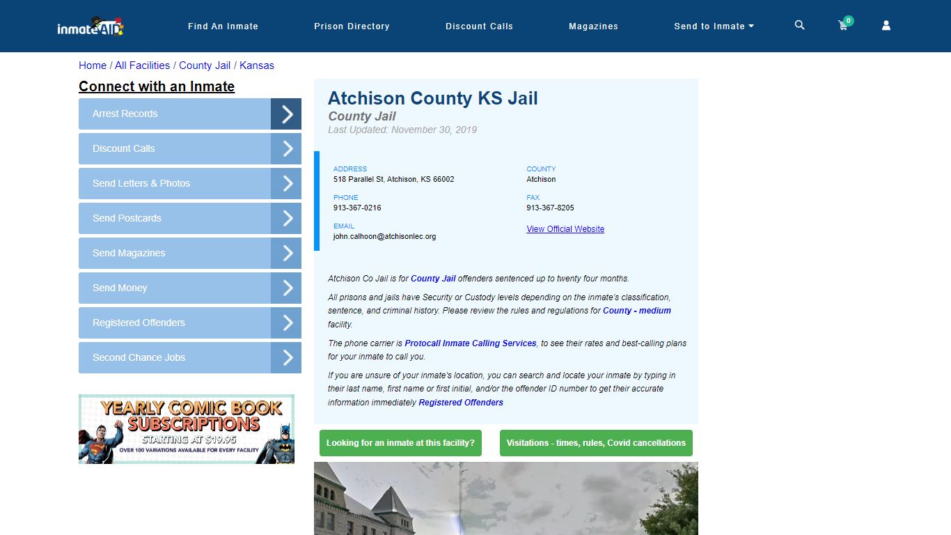 Atchison County KS Jail - Inmate Locator - Atchison, KS