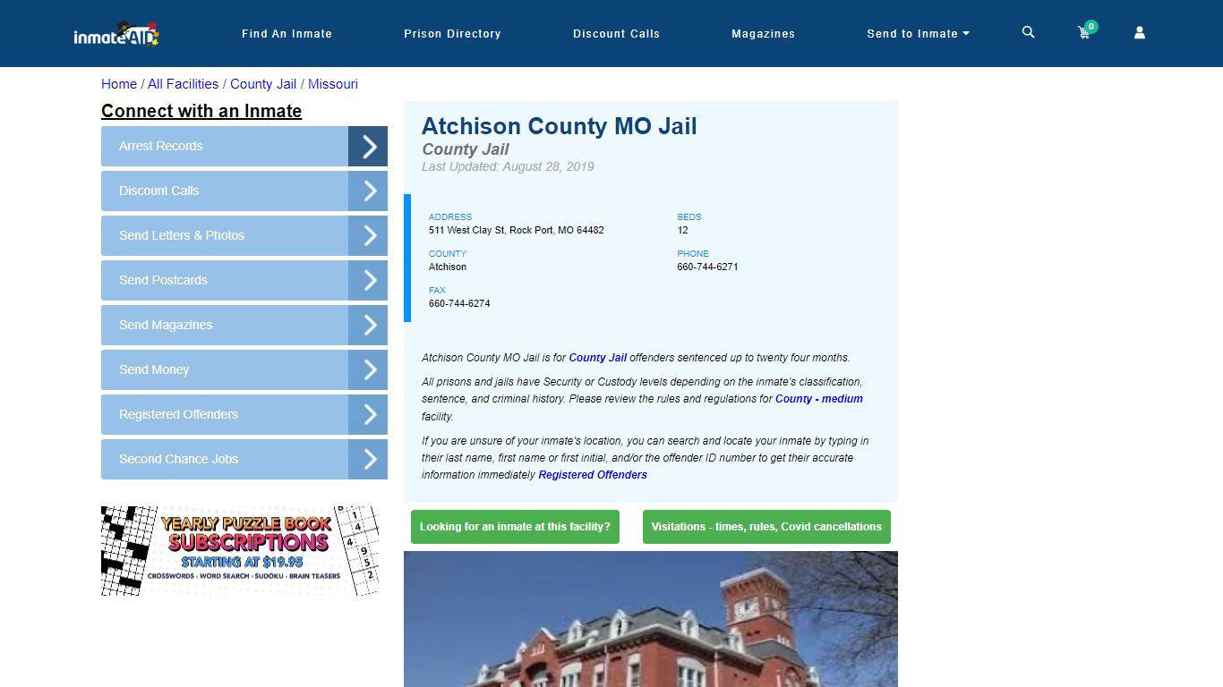 Atchison County MO Jail - Inmate Locator - Rock Port, MO