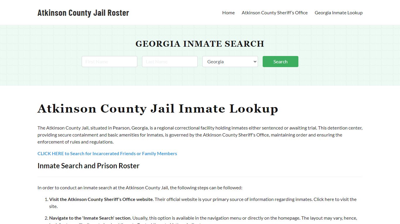 Atkinson County Jail Roster Lookup, GA, Inmate Search