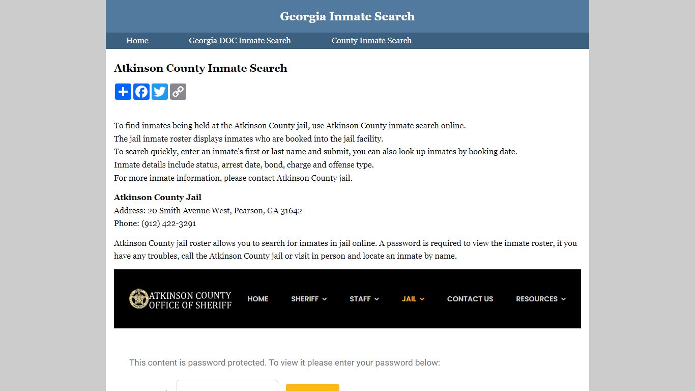 Atkinson County Inmate Search