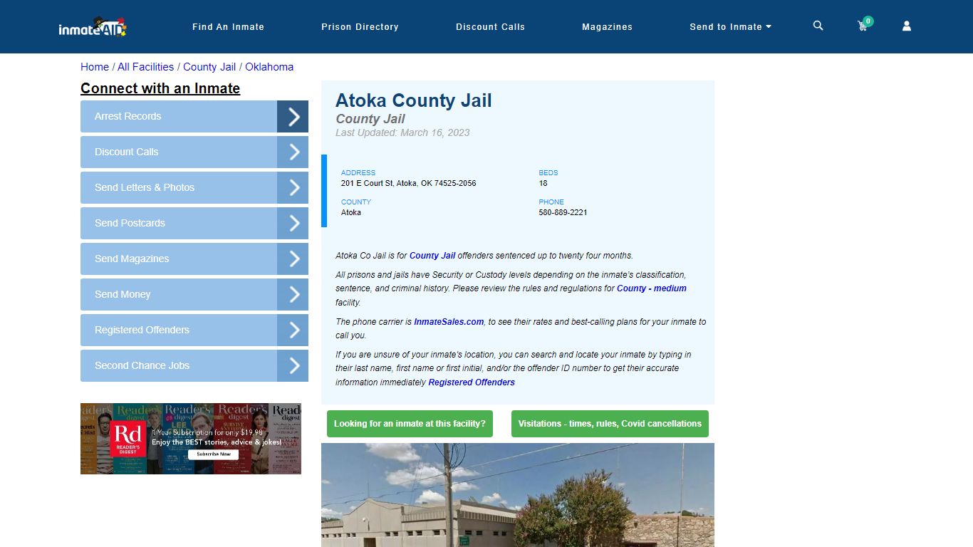 Atoka County Jail - Inmate Locator - Atoka, OK