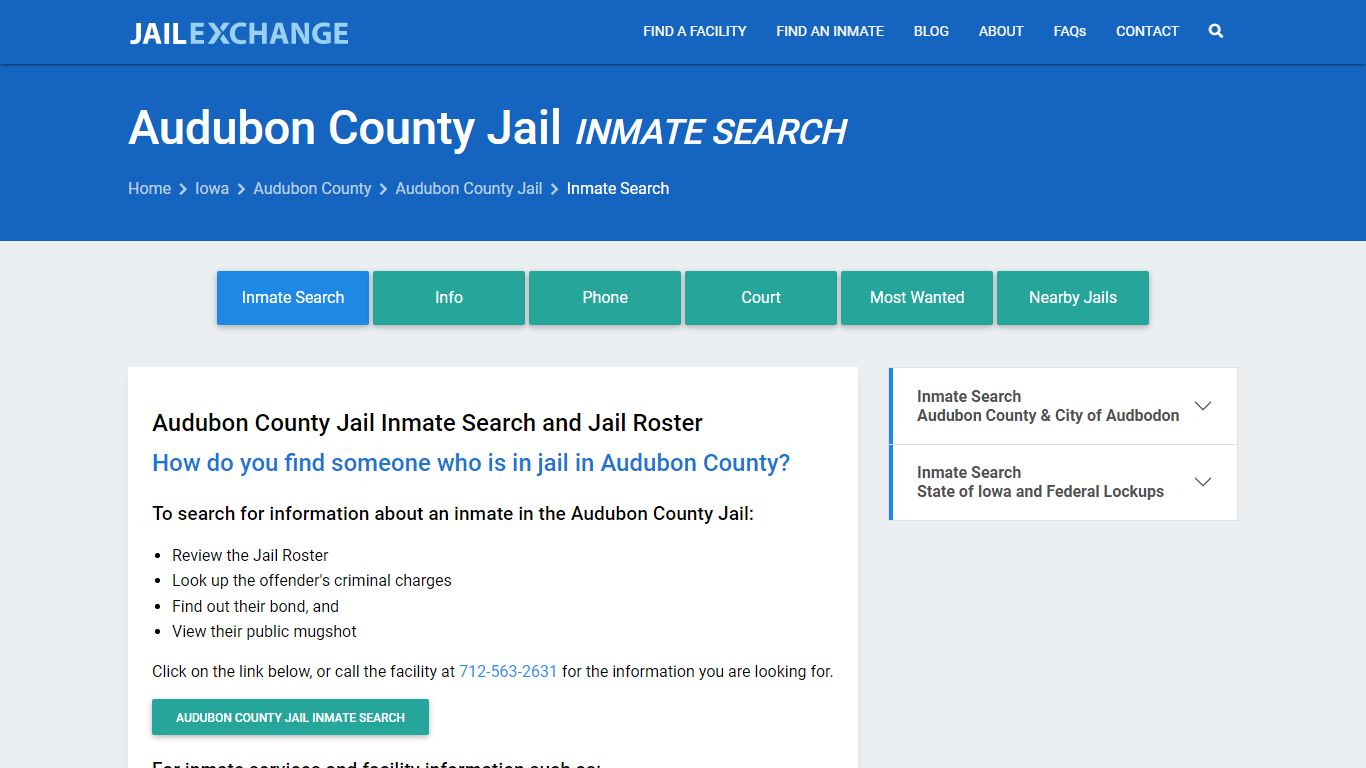 Inmate Search: Roster & Mugshots - Audubon County Jail, IA