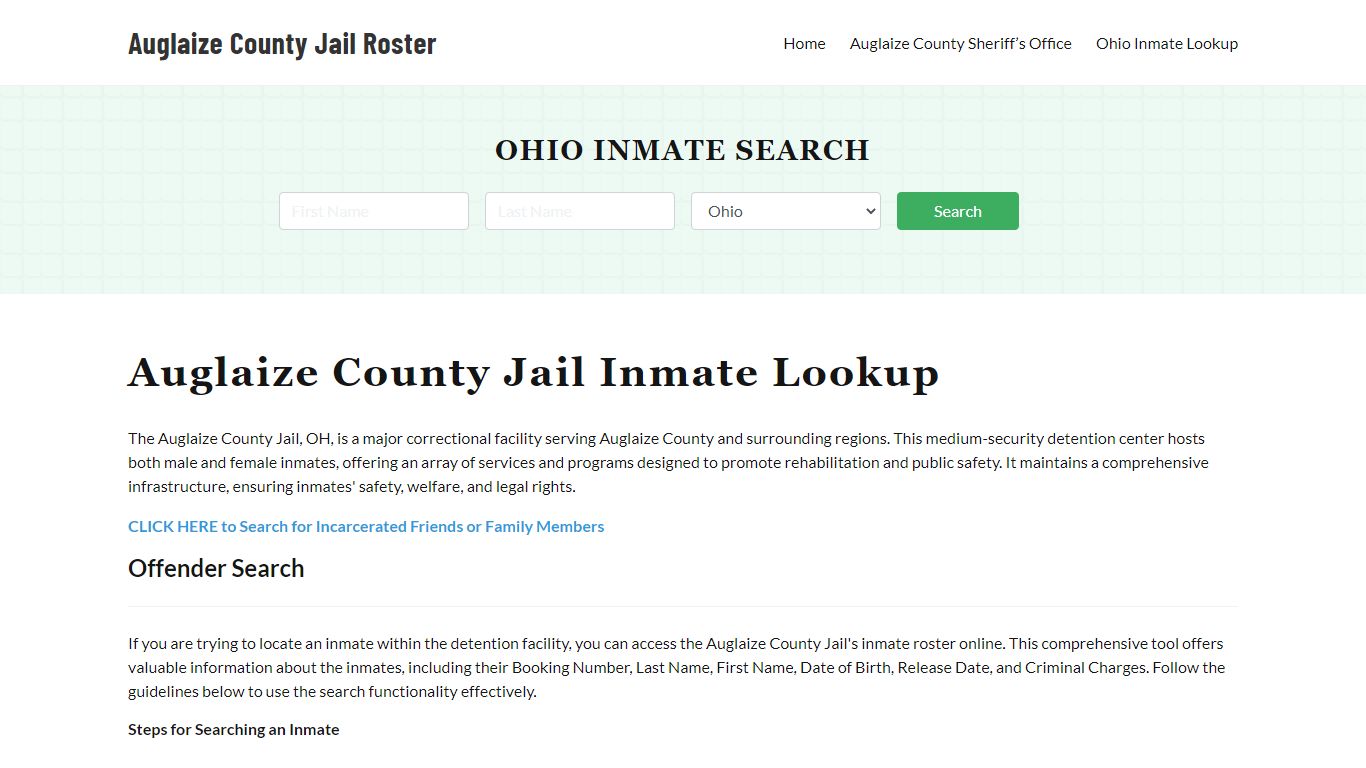 Auglaize County Jail Roster Lookup, OH, Inmate Search
