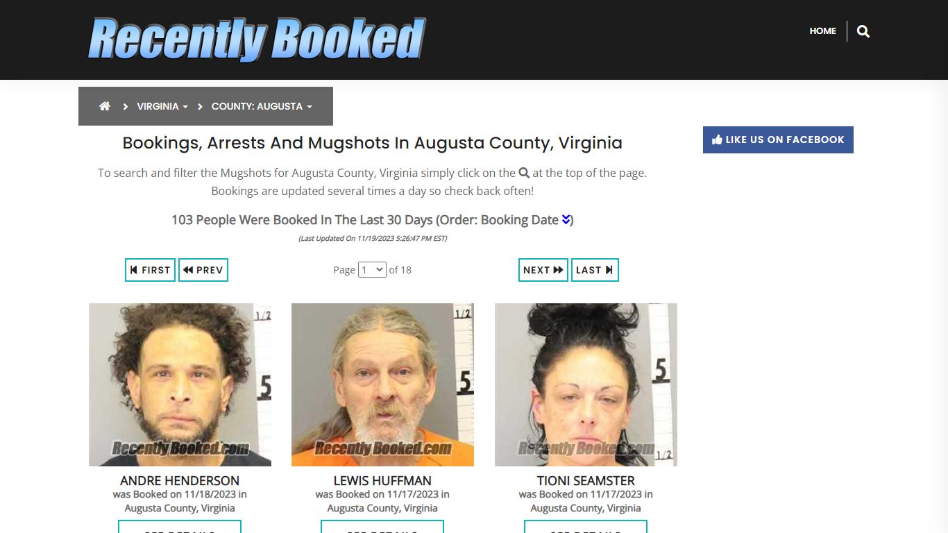 Recent bookings, Arrests, Mugshots in Augusta County, Virginia