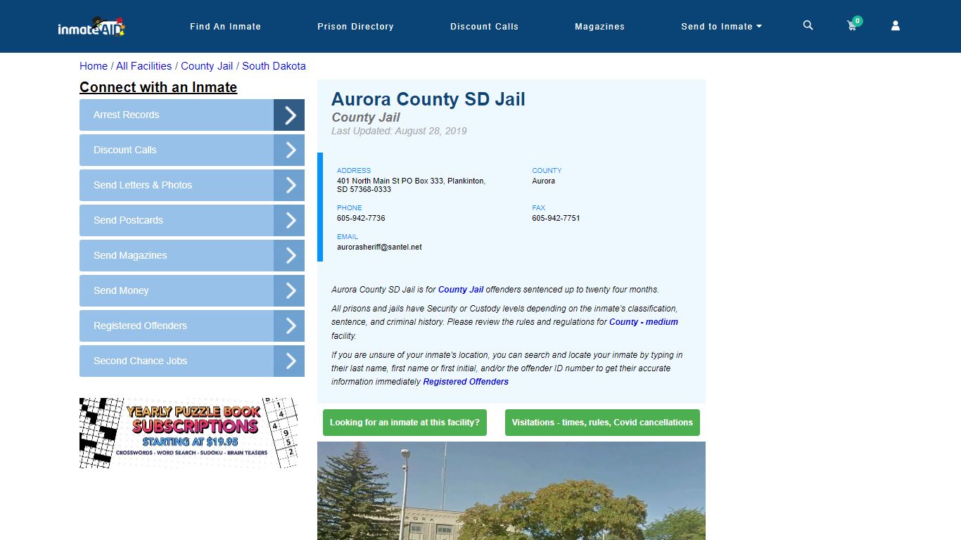 Aurora County SD Jail - Inmate Locator - Plankinton, SD