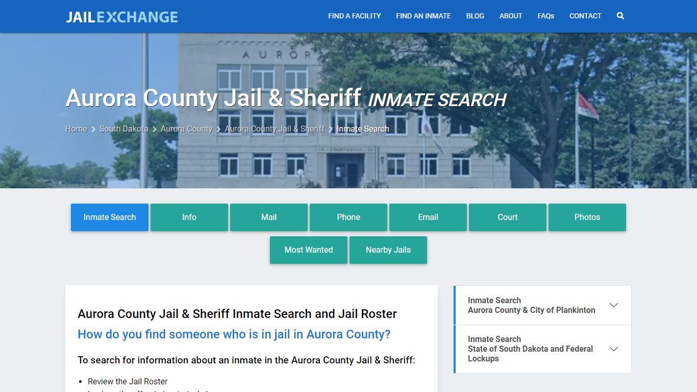 Aurora County Jail & Sheriff Inmate Search - Jail Exchange