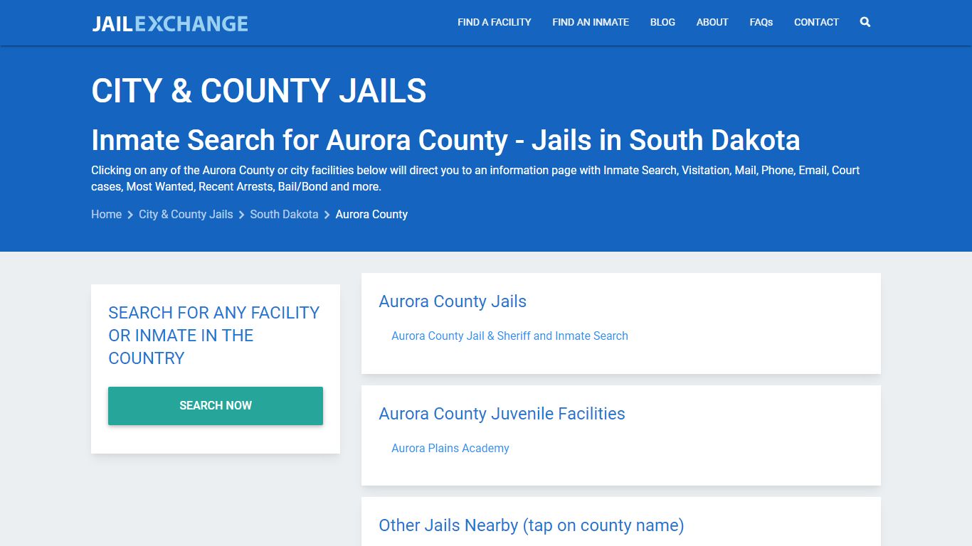 Inmate Search for Aurora County | Jails in South Dakota - Jail Exchange