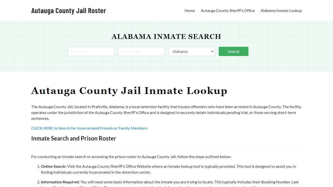 Autauga County Jail Roster Lookup, AL, Inmate Search