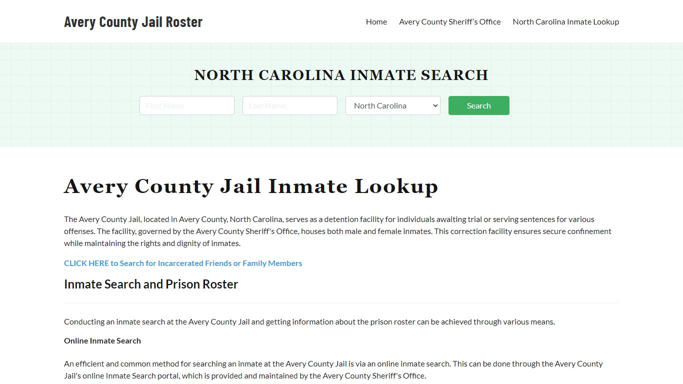 Avery County Jail Roster Lookup, NC, Inmate Search