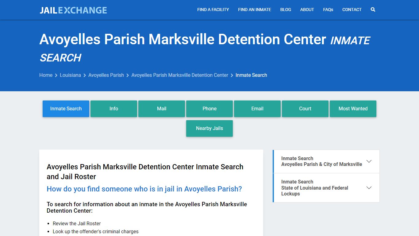 Avoyelles Parish Marksville Detention Center Inmate Search - Jail Exchange