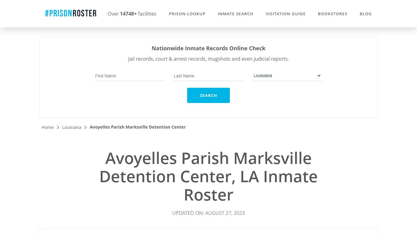 Avoyelles Parish Marksville Detention Center, LA Inmate Roster