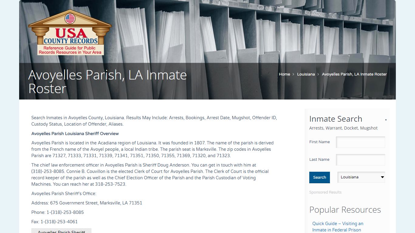 Avoyelles Parish, LA Inmate Roster | Name Search