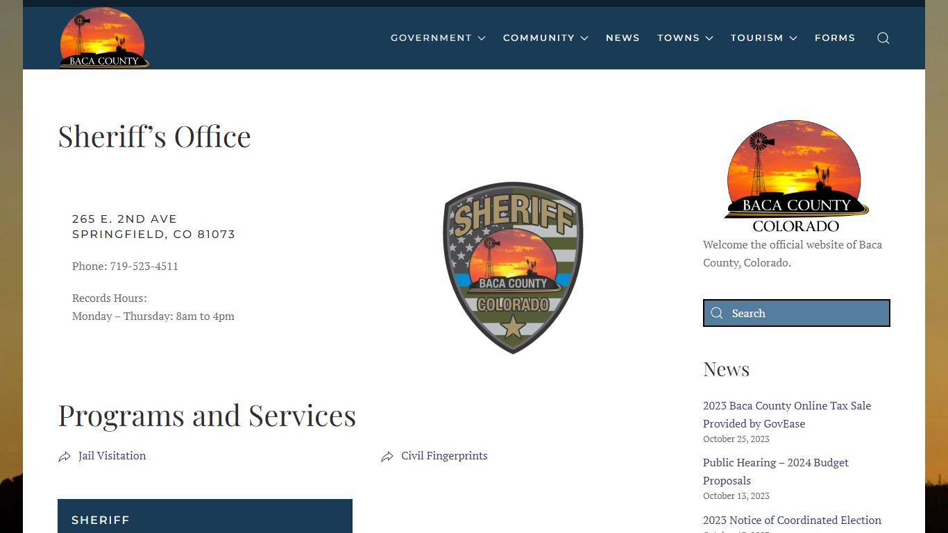 Sheriff’s Office – Baca County Colorado