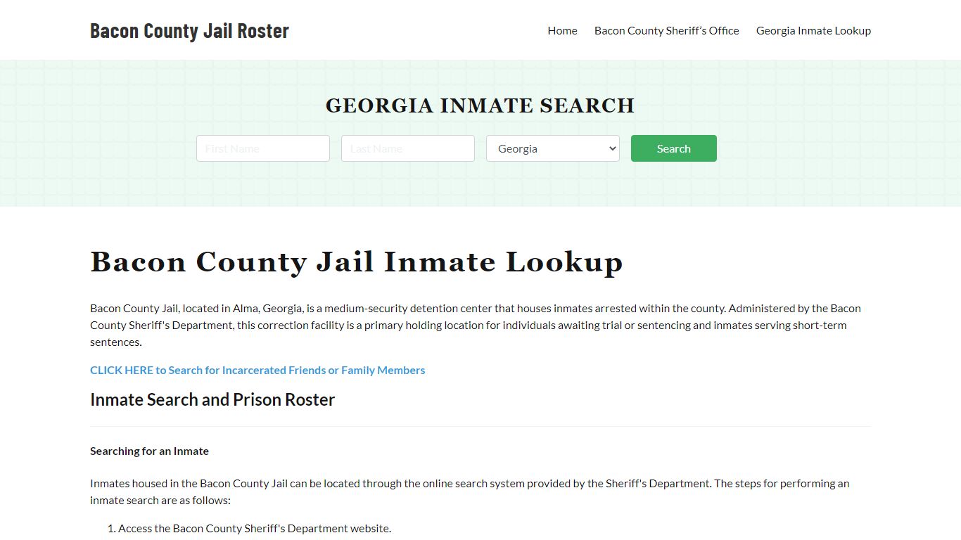 Bacon County Jail Roster Lookup, GA, Inmate Search
