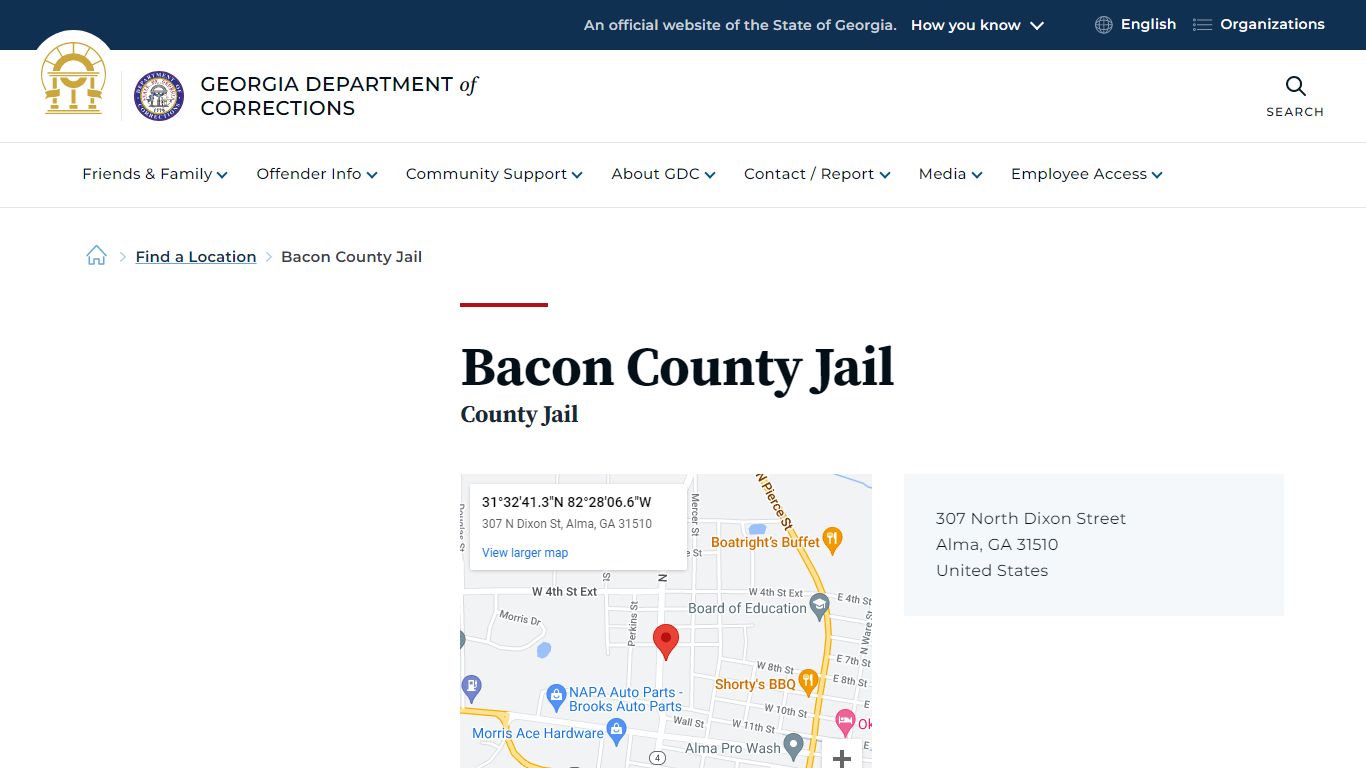 Bacon County Jail | Georgia Department of Corrections