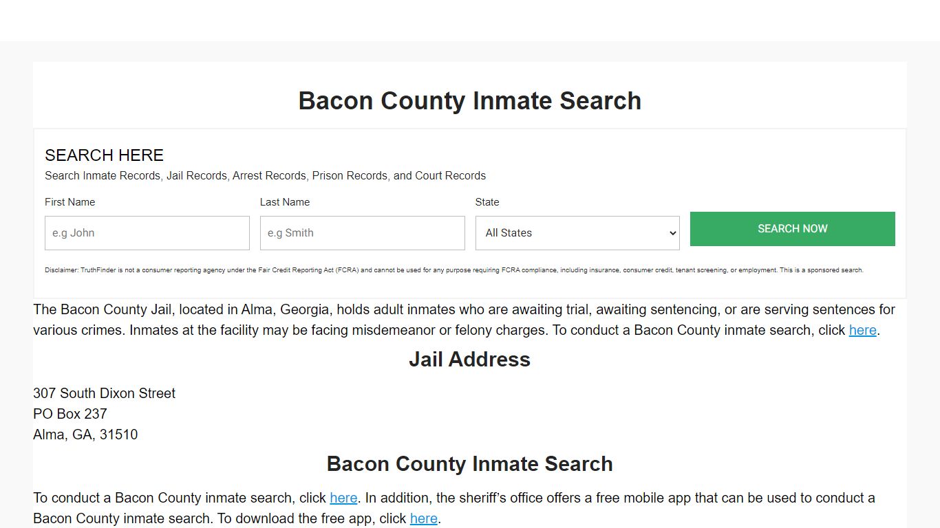 Bacon County Inmate Search