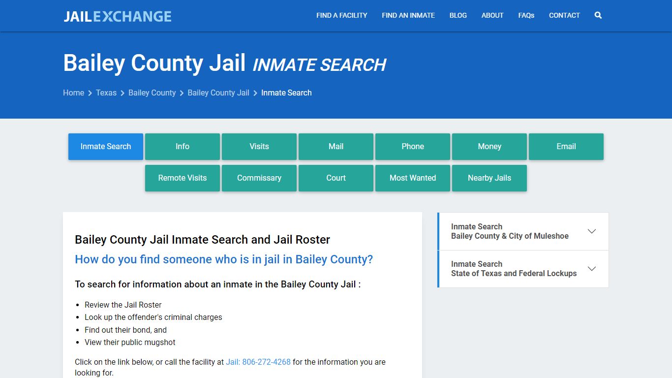 Inmate Search: Roster & Mugshots - Bailey County Jail , TX