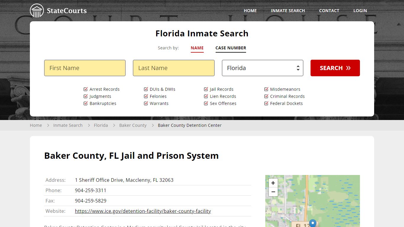 Baker County Detention Center Inmate Records Search, Florida - StateCourts