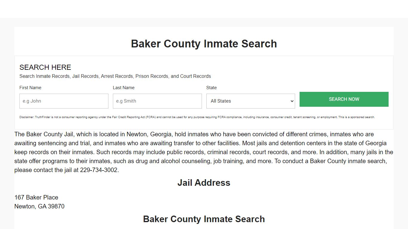 Baker County Inmate Search