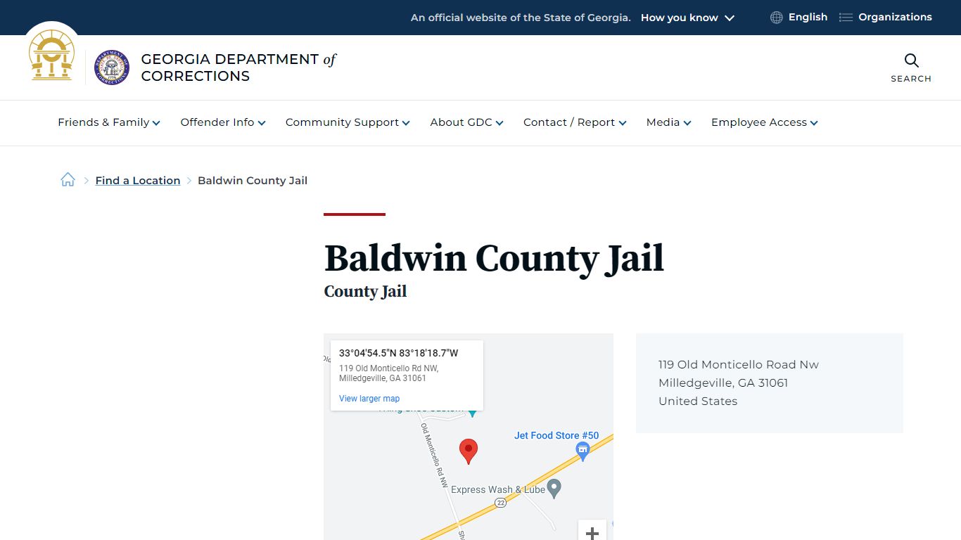 Baldwin County Jail | Georgia Department of Corrections