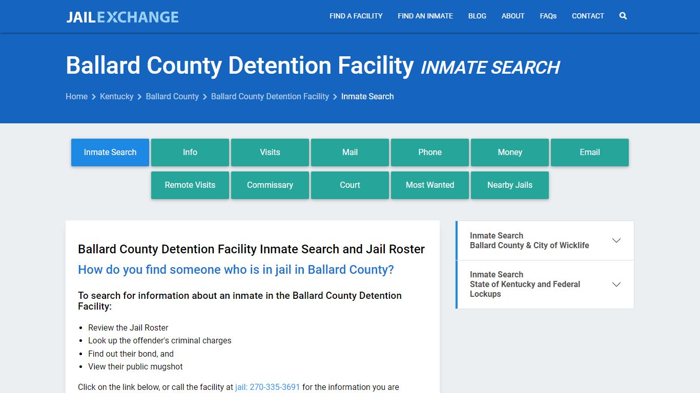 Ballard County Detention Facility Inmate Search - Jail Exchange