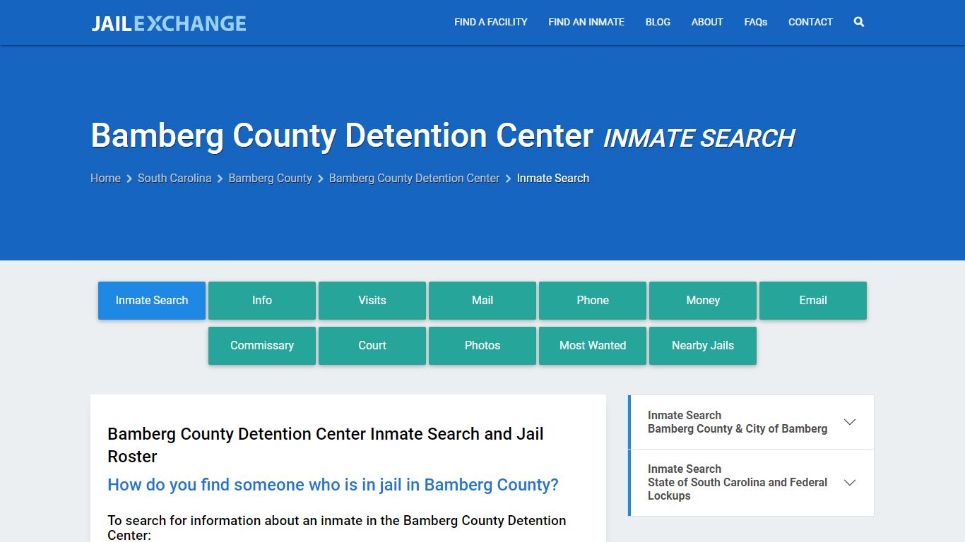 Bamberg County Detention Center Inmate Search - Jail Exchange