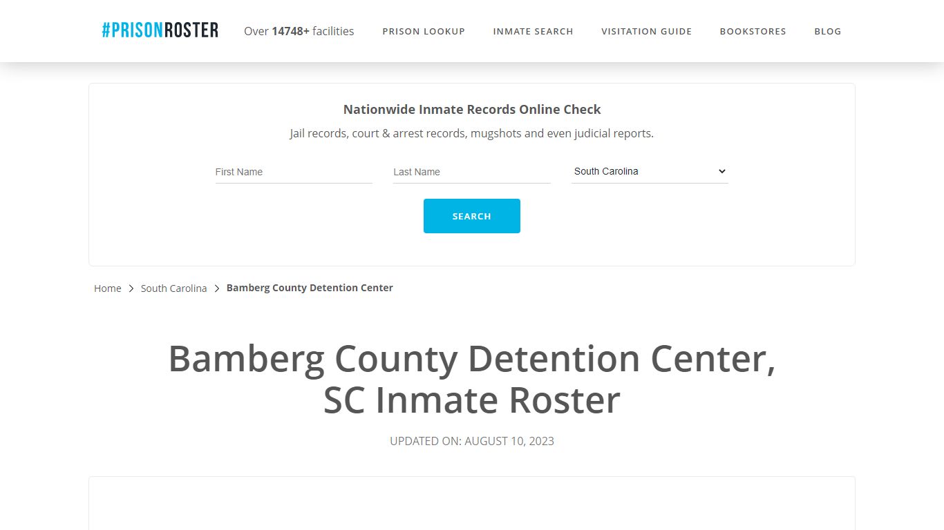 Bamberg County Detention Center, SC Inmate Roster - Prisonroster