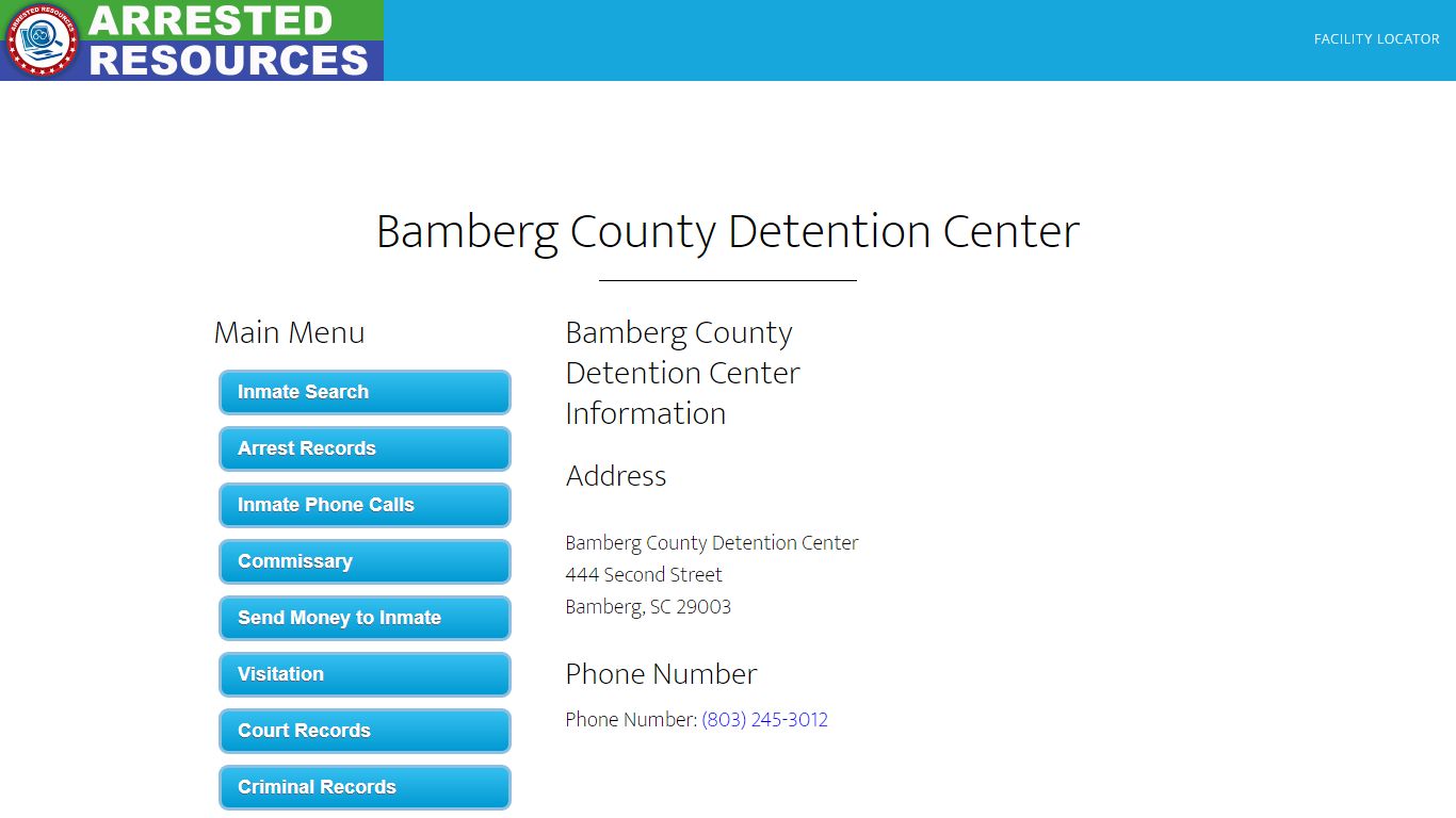 Bamberg County Detention Center - Inmate Search - Bamberg, SC