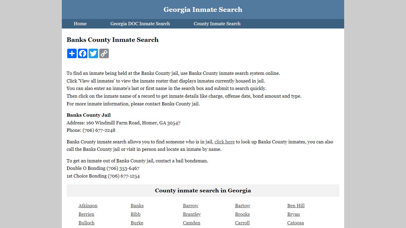 Banks County Inmate Search