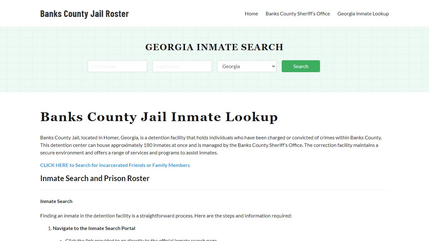 Banks County Jail Roster Lookup, GA, Inmate Search